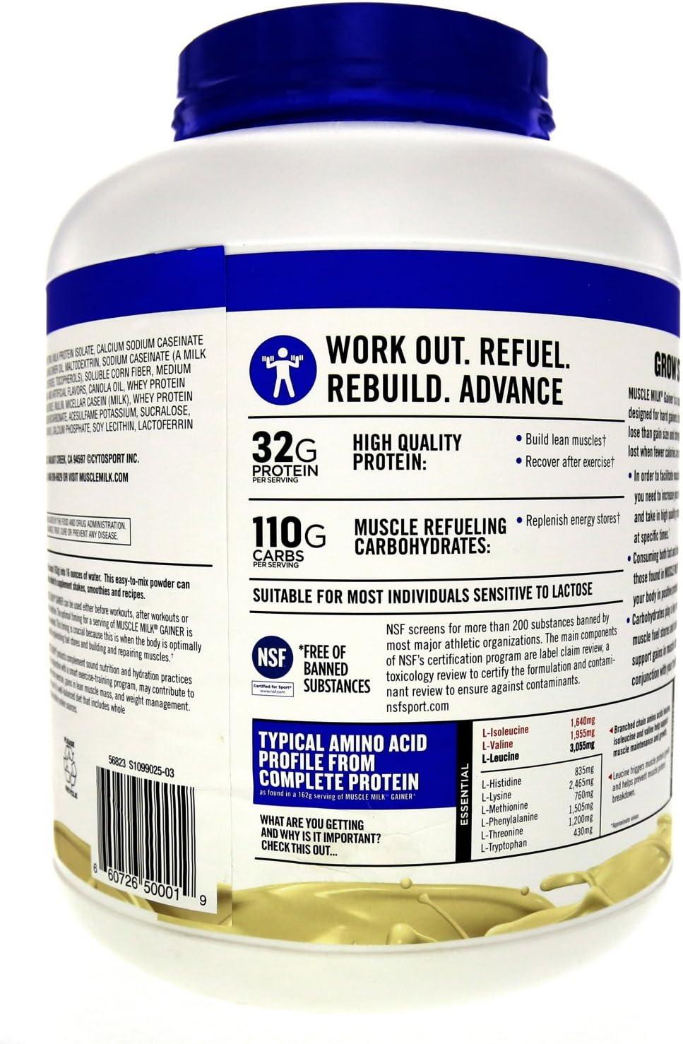image:imageMuscle Milk Gainer Protein Powder Vanilla Creme 32g Protein 5 PoundPowder