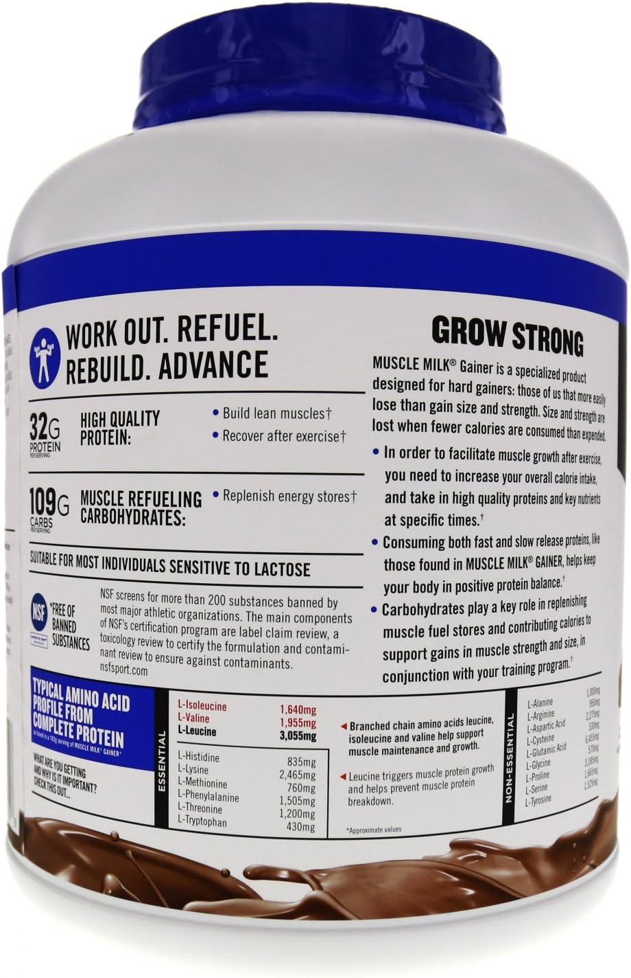 image:imageMuscle Milk Gainer Protein Powder Vanilla Creme 32g Protein 5 PoundPowder