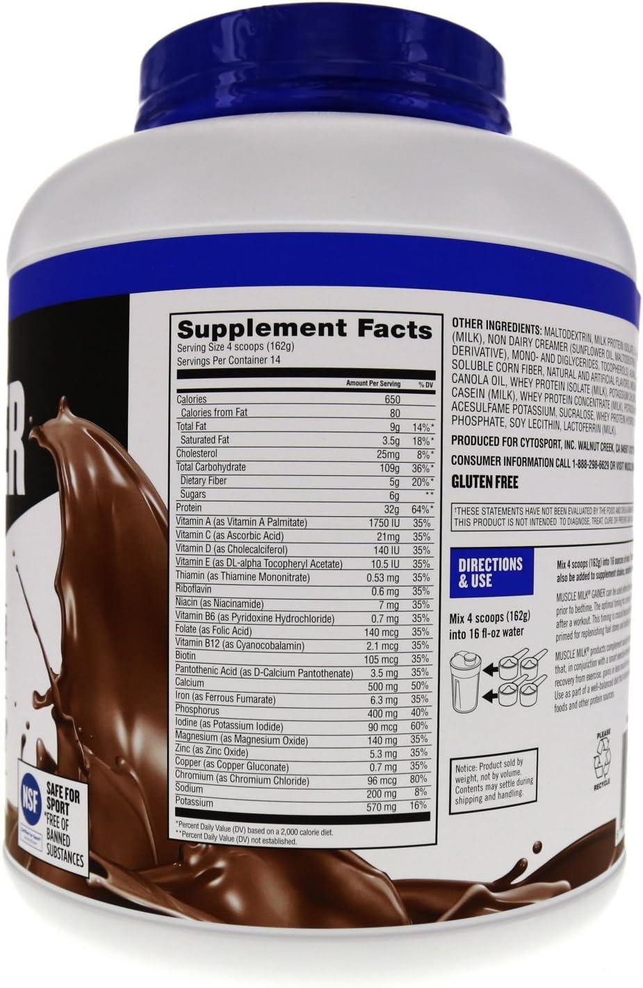 image:imageMuscle Milk Gainer Protein Powder Vanilla Creme 32g Protein 5 PoundPowder