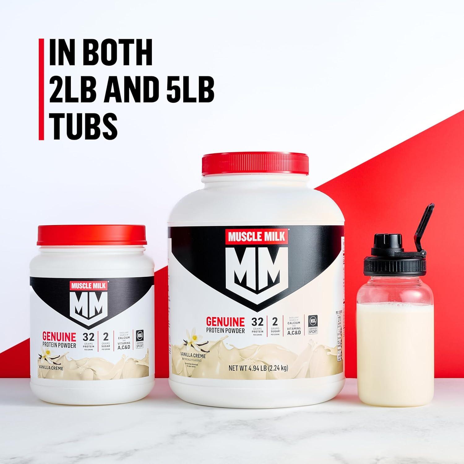 image:imageMuscle Milk Genuine Protein Powder Chocolate 193 Pounds 13 Servings 32g Protein 2g Sugar Calcium Vitamins A C amp D NSF Certified for Sport Energizing Snack Packaging May VaryChocolate