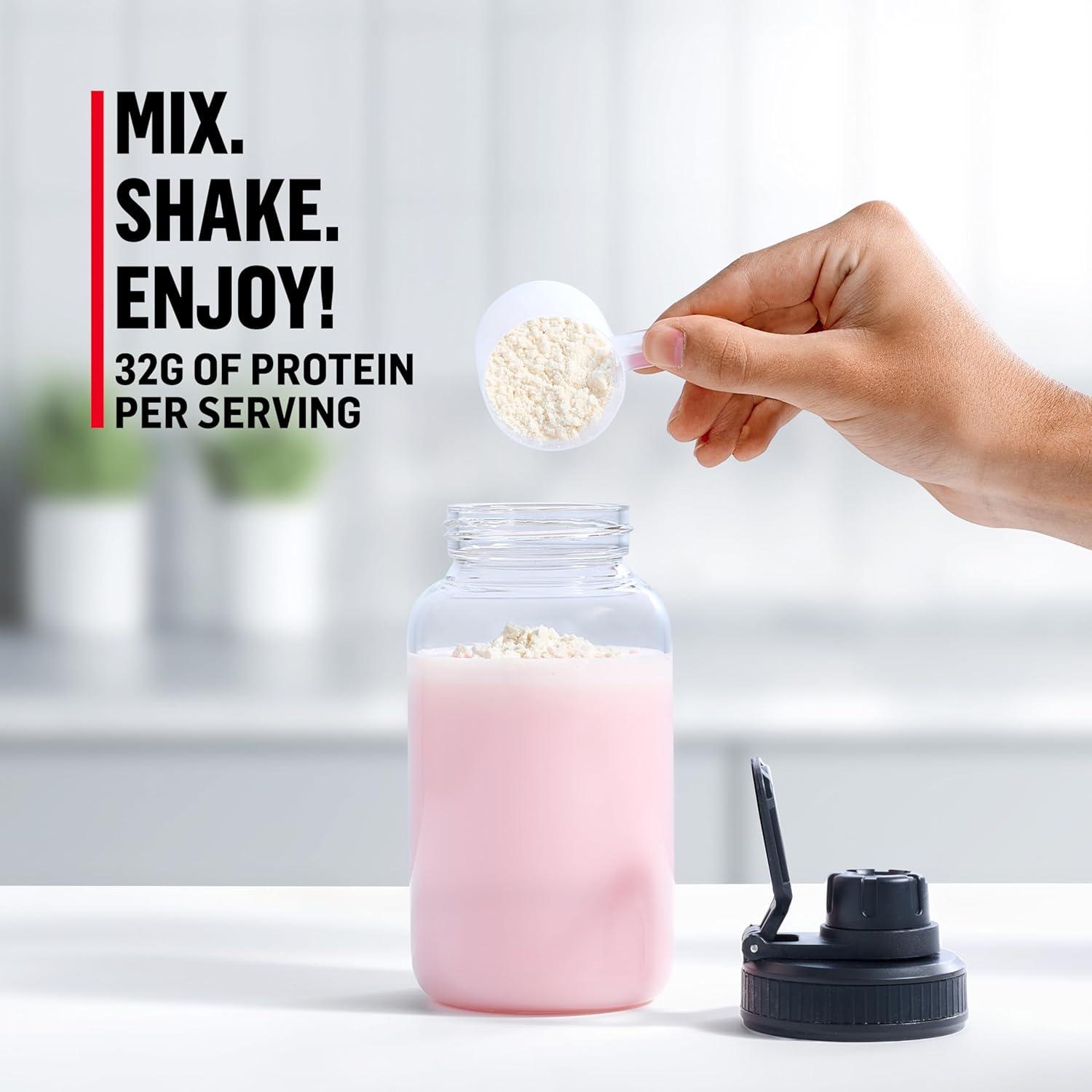 image:imageMuscle Milk Genuine Protein Powder Chocolate 193 Pounds 13 Servings 32g Protein 2g Sugar Calcium Vitamins A C amp D NSF Certified for Sport Energizing Snack Packaging May VaryStrawberry