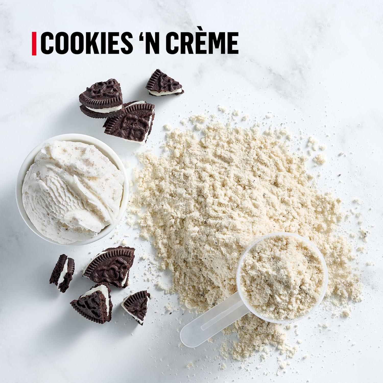 image:imageMuscle Milk Genuine Protein Powder Chocolate 193 Pounds 13 Servings 32g Protein 2g Sugar Calcium Vitamins A C amp D NSF Certified for Sport Energizing Snack Packaging May VaryCookies n Crme