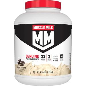 Muscle Milk Genuine Protein Powder, Chocolate, 1.93 Pounds, 13 Servings, 32g Protein, 2g Sugar, Calcium, Vitamins A, C & D, NSF Certified for Sport, Energizing Snack, Packaging May Vary(Cookies ‘n Crème)