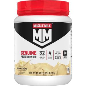 Muscle Milk Genuine Protein Powder, Chocolate, 1.93 Pounds, 13 Servings, 32g Protein, 2g Sugar, Calcium, Vitamins A, C & D, NSF Certified for Sport, Energizing Snack, Packaging May Vary(Banana Crème)