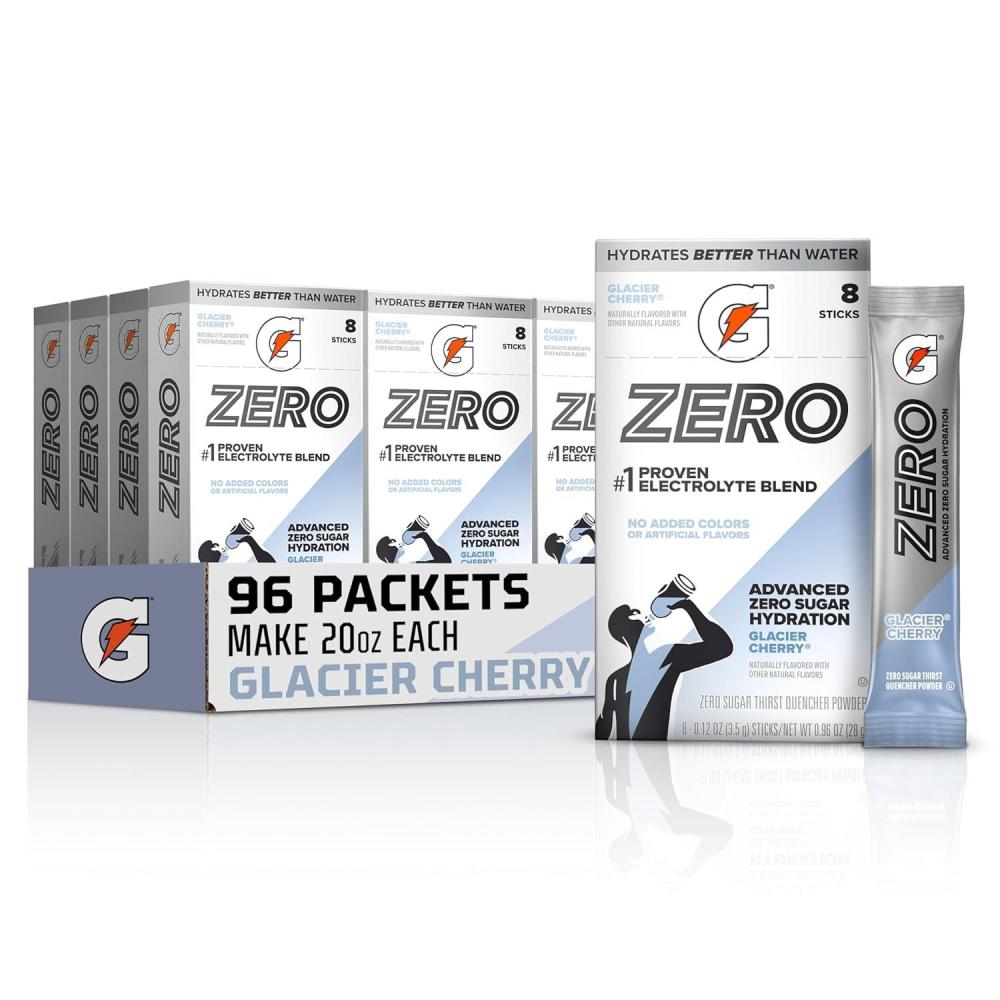 image:imageGatorade Zero Sugar Electrolyte Powder Drink Mix Glacier Freeze 96 Servings No Artificial Flavors No Added Colors Zero Sugar Sports Drinks Hydration Electrolyte DrinkGlacier Cherry