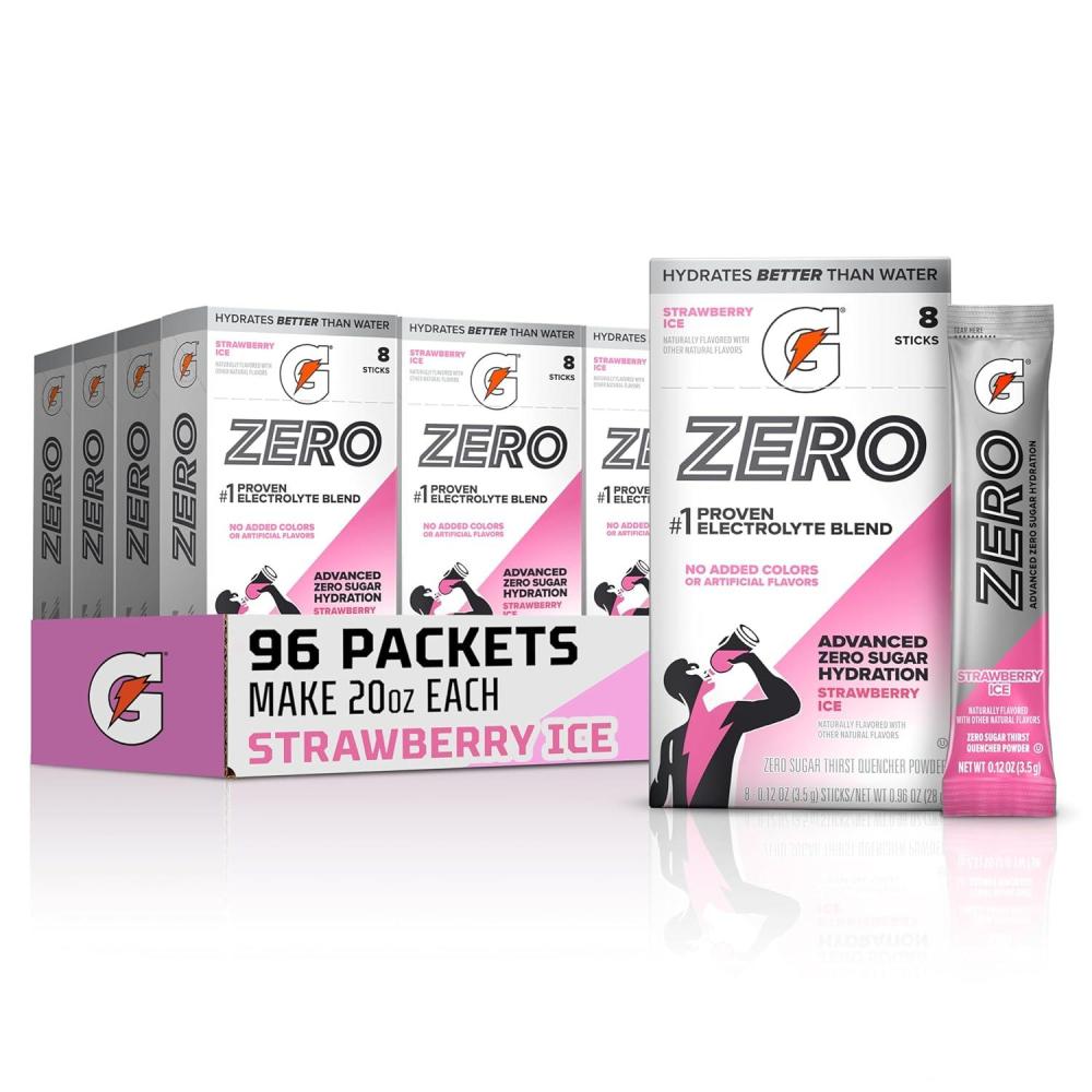 image:imageGatorade Zero Sugar Electrolyte Powder Drink Mix Glacier Freeze 96 Servings No Artificial Flavors No Added Colors Zero Sugar Sports Drinks Hydration Electrolyte DrinkStrawberry Ice