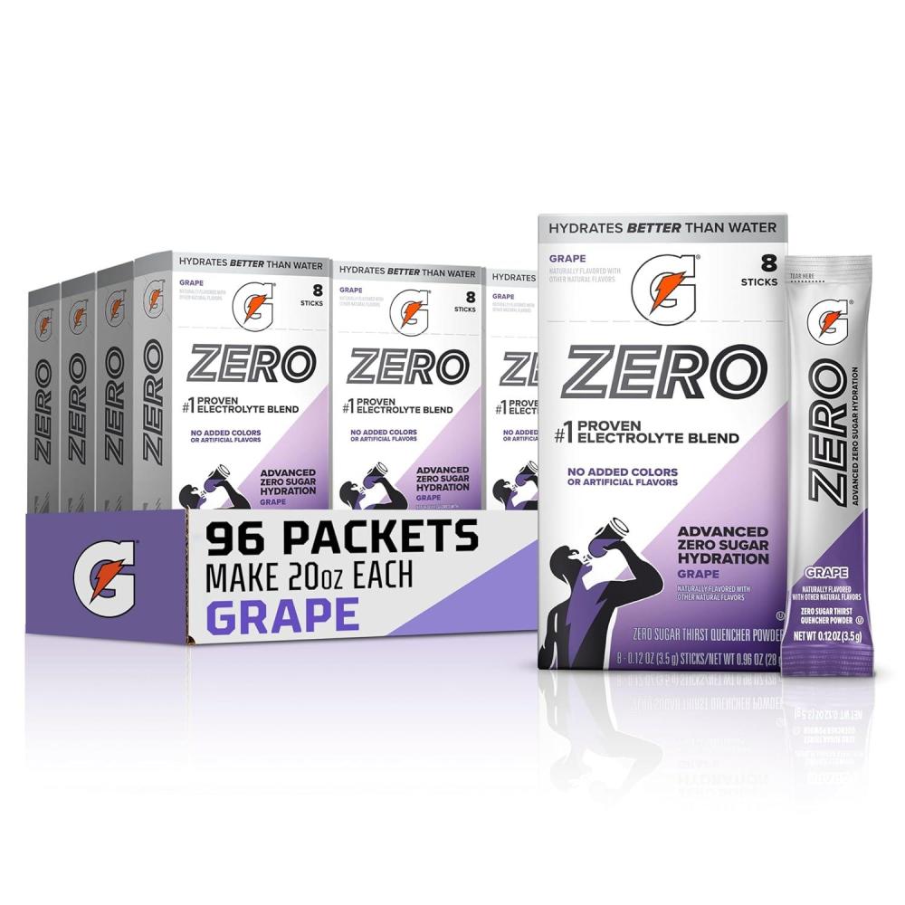 image:imageGatorade Zero Sugar Electrolyte Powder Drink Mix Glacier Freeze 96 Servings No Artificial Flavors No Added Colors Zero Sugar Sports Drinks Hydration Electrolyte DrinkGrape