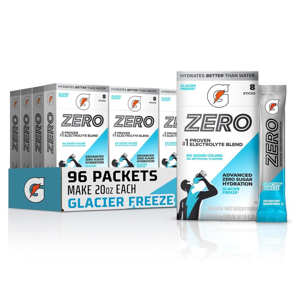 image:imageGatorade Zero Sugar Electrolyte Powder Drink Mix Glacier Freeze 96 Servings No Artificial Flavors No Added Colors Zero Sugar Sports Drinks Hydration Electrolyte DrinkGlacier Freeze
