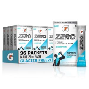 Gatorade Zero Sugar Electrolyte Powder Drink Mix, Glacier Freeze, (96 Servings), No Artificial Flavors, No Added Colors, Zero Sugar, Sports Drinks, Hydration, Electrolyte Drink(Glacier Freeze)
