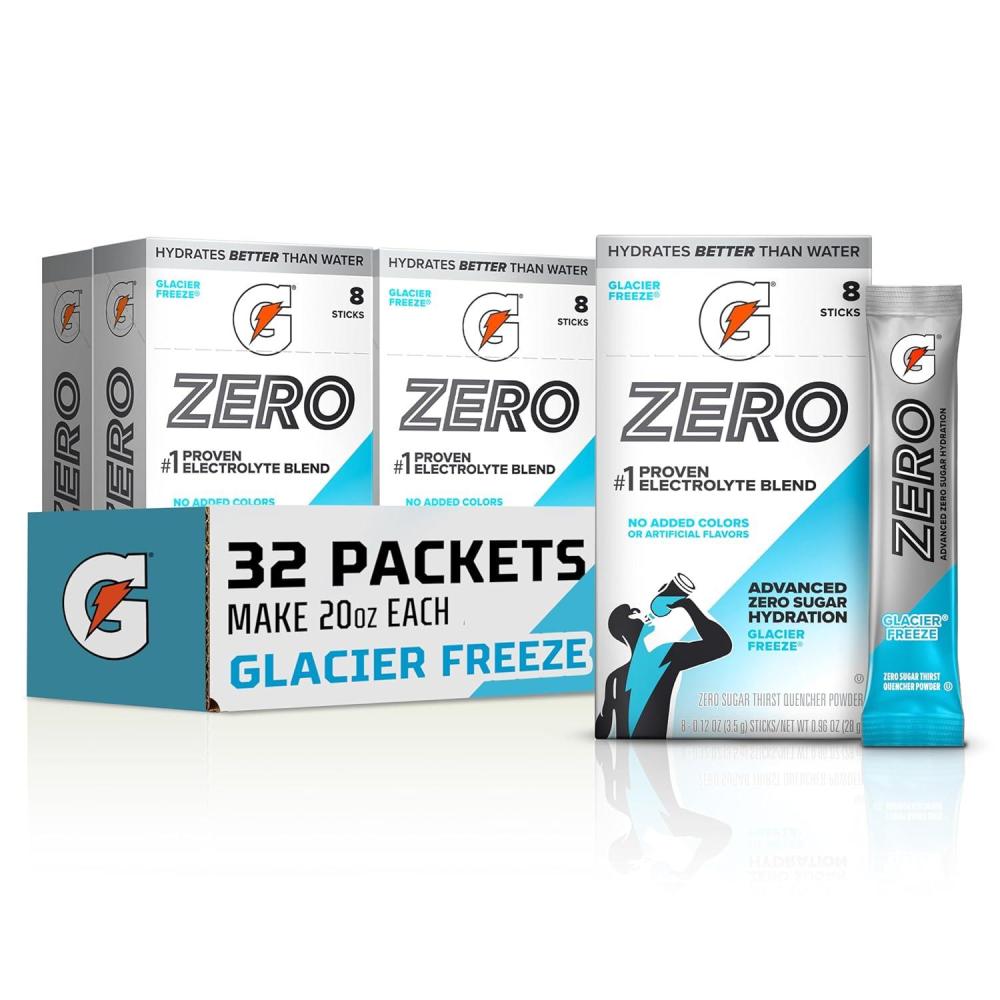 image:imageGatorade Zero Sugar Electrolyte Powder Drink Mix Glacier Freeze 32 Servings No Artificial Flavors No Added Colors Zero Sugar Sports Drinks Hydration Electrolyte Drink