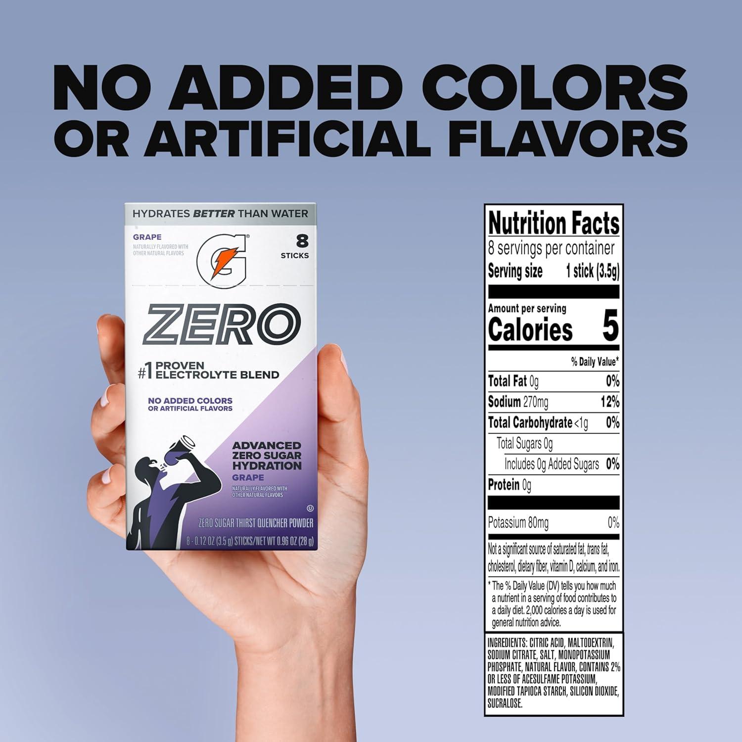 image:imageGatorade G Zero Powder Packets Frost Variety Pack Pack of 32Grape