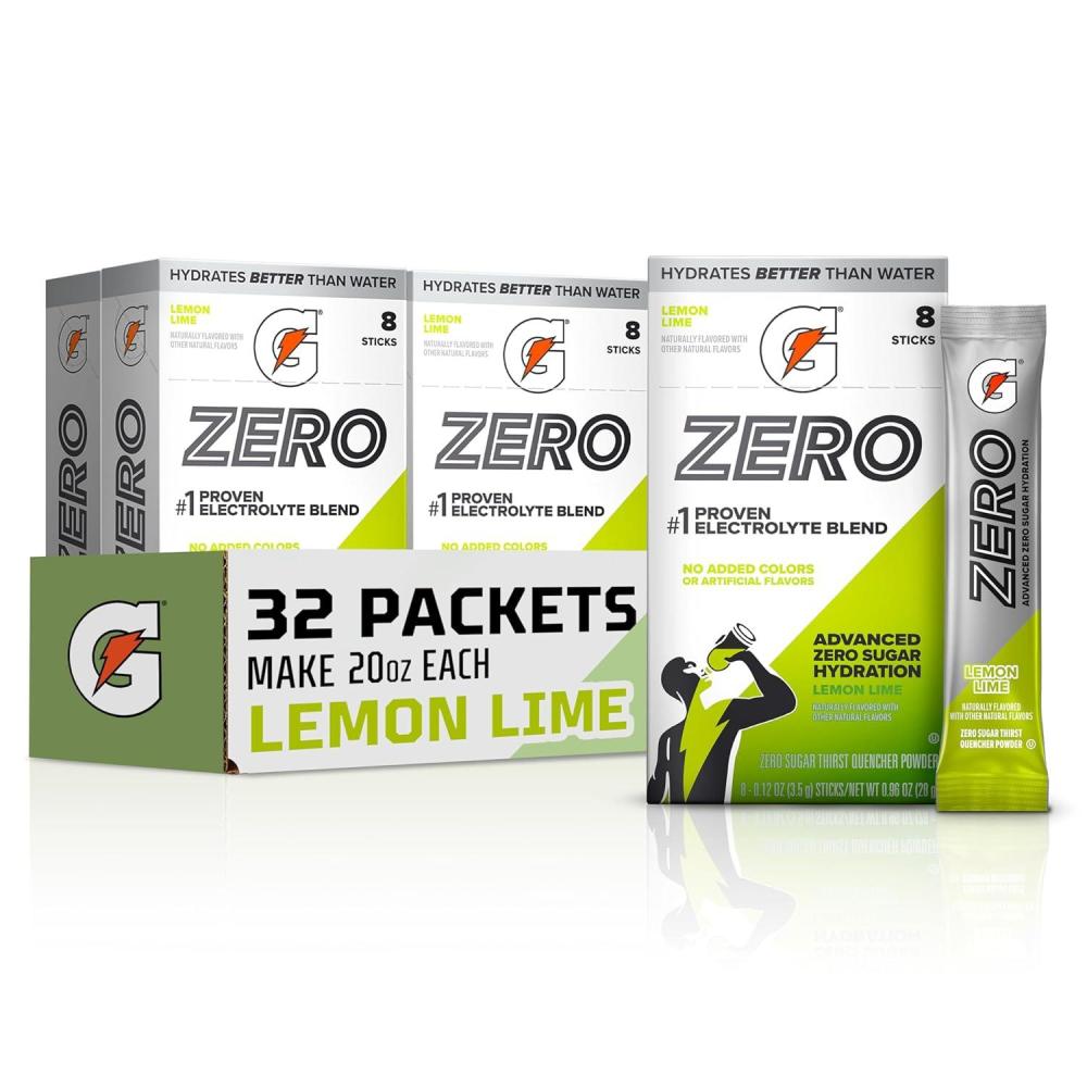 image:imageGatorade G Zero Powder Packets Frost Variety Pack Pack of 32Lemon Lime