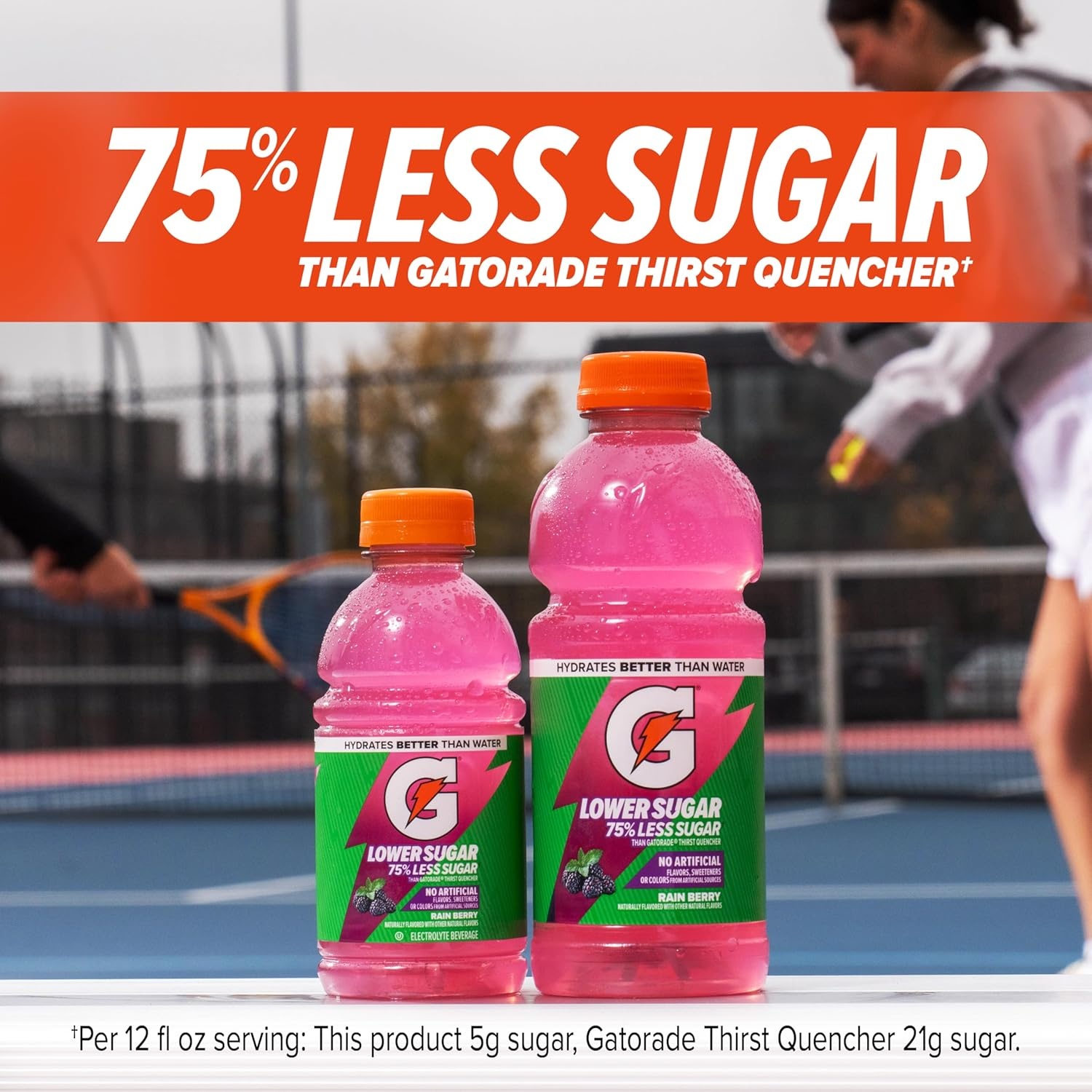 image:imageGatorade Lower Sugar Electrolyte Sports Drink Lemonade 12 fl oz Bottles 12 Pack 75 Less Sugar No Artificial Flavors No Artificial Sweeteners No Artificial Colors HydrationFruit Punch